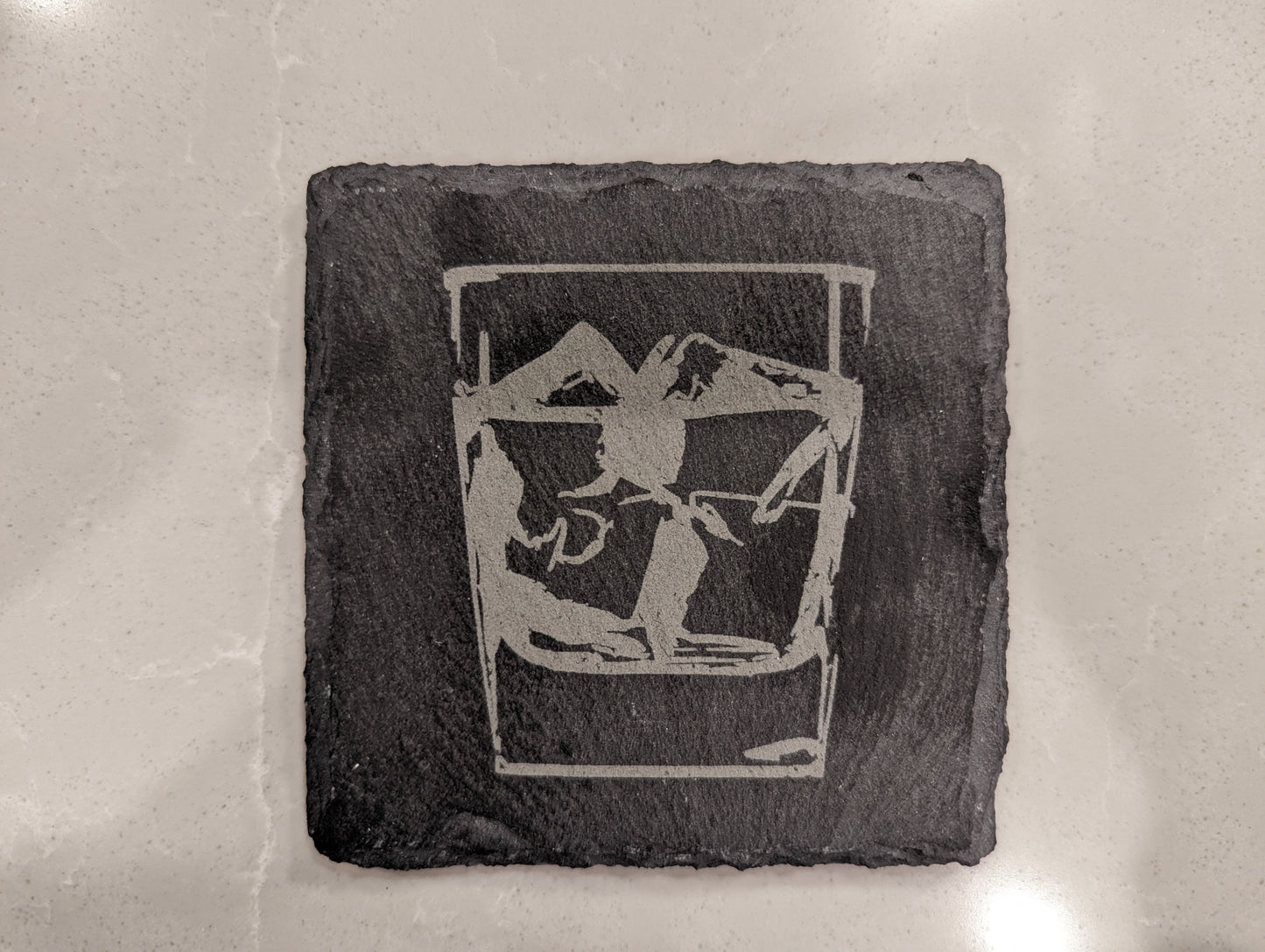 Engraved Black Slate Coasters Set
