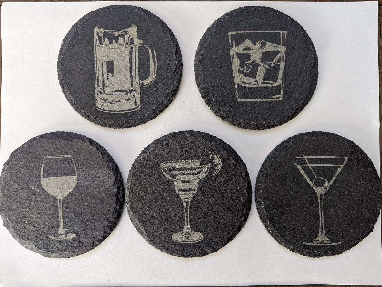 Engraved Black Slate Coasters Set