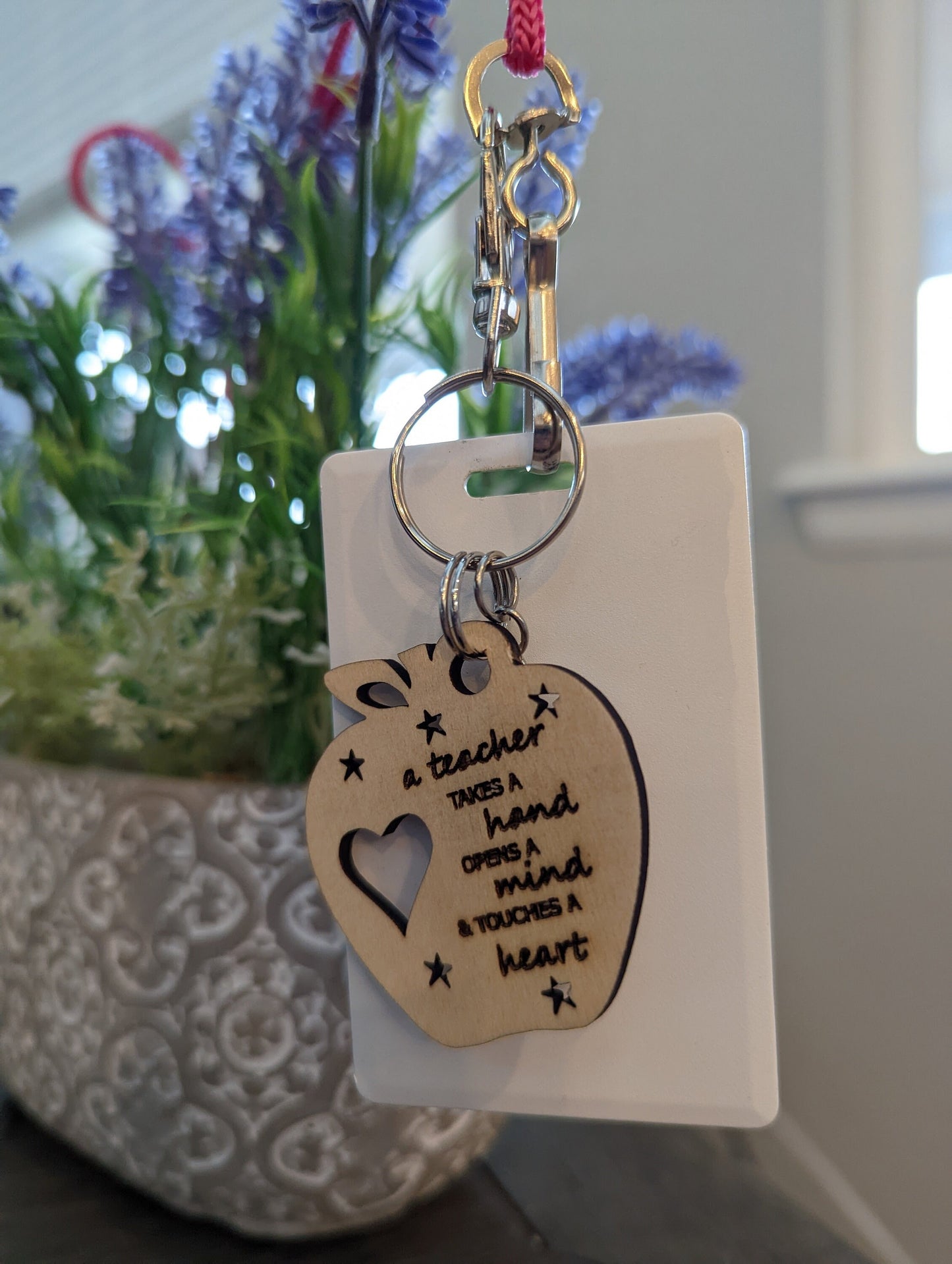 Personalized laser engraved wooden teacher appreciation keychain