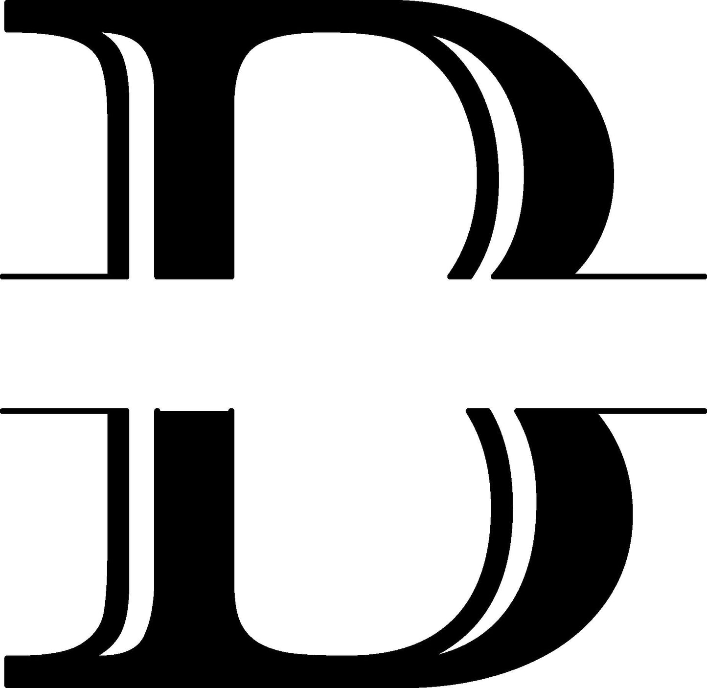 B Letter Split Monogram - Digital file with SVG and PNG file