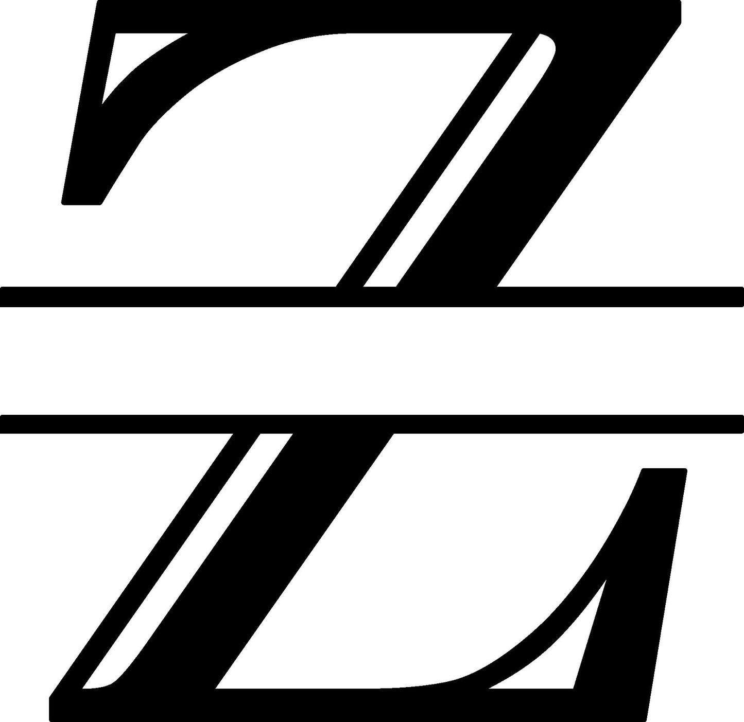 Z Letter Split Monogram - Digital file with SVG and PNG file