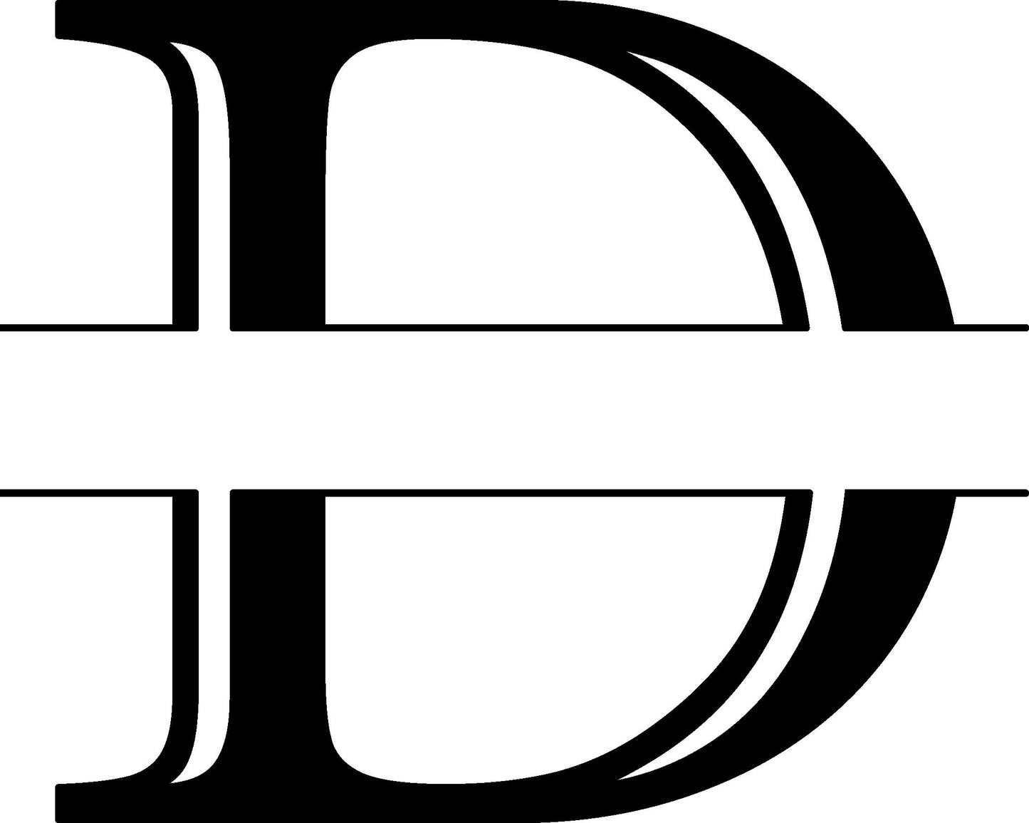 D Letter Split Monogram - Digital file with SVG and PNG file