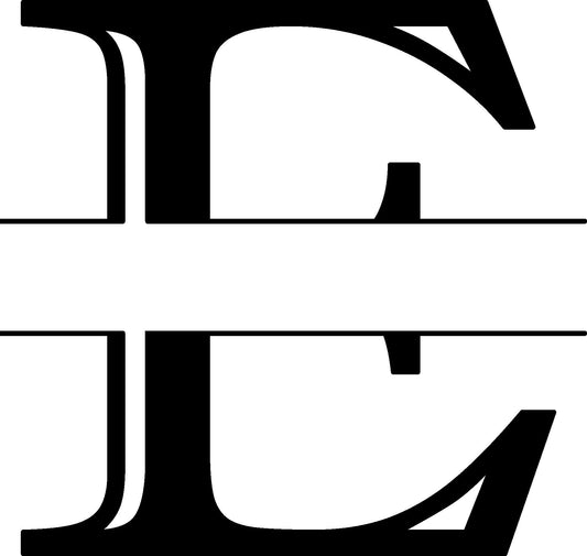 E Letter Split Monogram - Digital file with SVG and PNG file