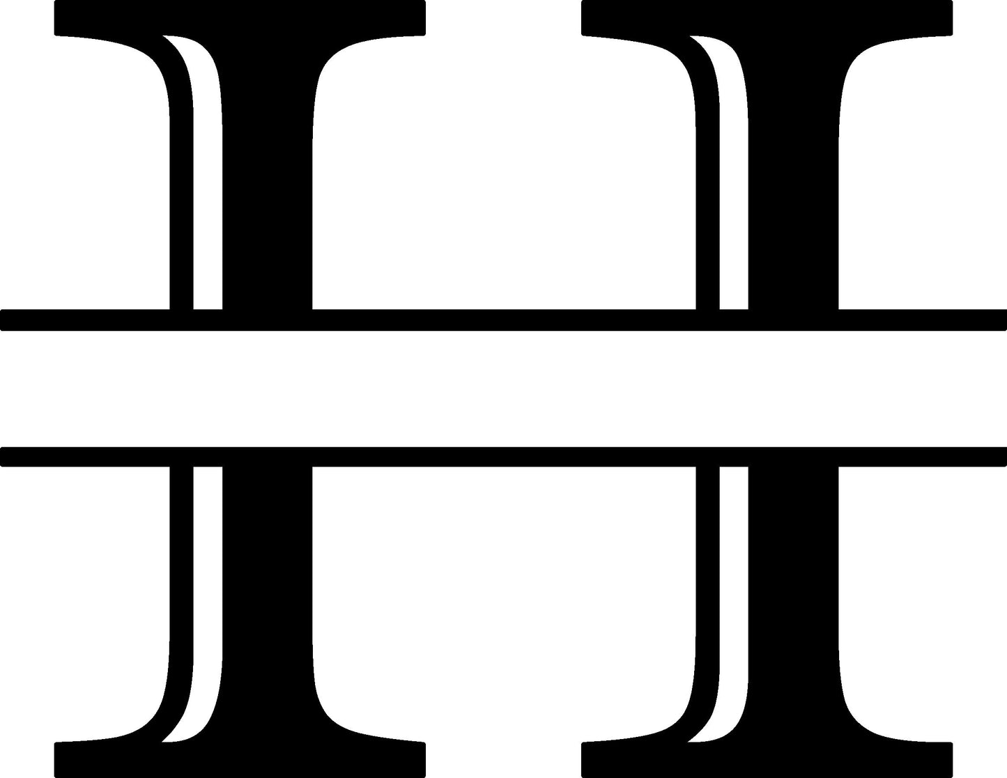 H Letter Split Monogram - Digital file with SVG and PNG file