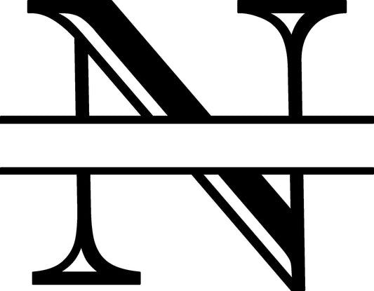 N Letter Split Monogram - Digital file with SVG and PNG file