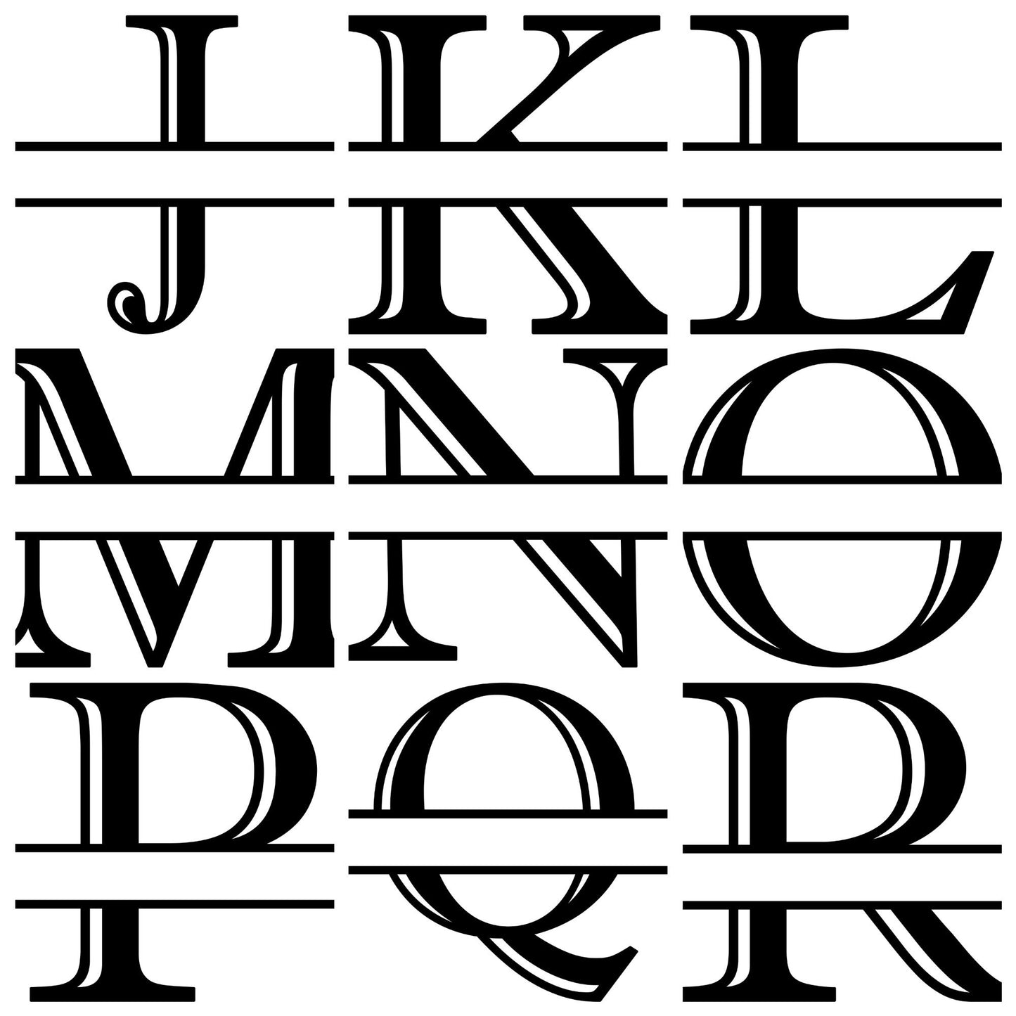 Full Alphabet Letter Split Monograms - Digital file with SVG and PNG file