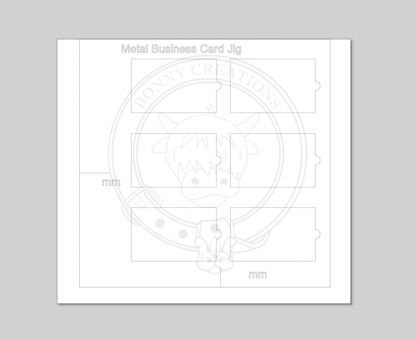 Digital jig for engraving Metal business cards (Zip file with SVG, DXF, pdf, and xcs file)