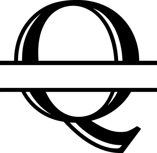 Q Letter Split Monogram - Digital file with SVG and PNG file