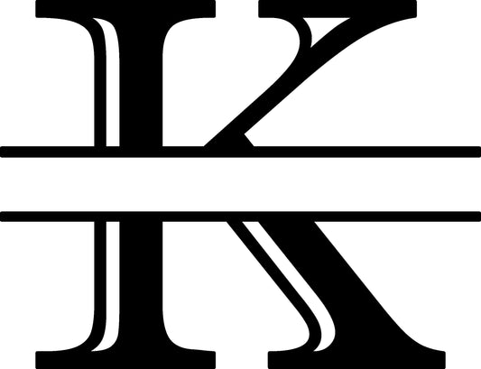 K Letter Split Monogram - Digital file with SVG and PNG file