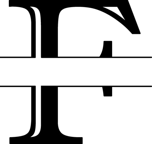 F Letter Split Monogram - Digital file with SVG and PNG file